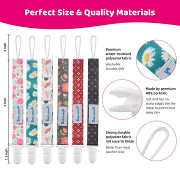 Smlpuame Pacifier Clip Girl,12 Pack Stylish Binky Clips Strap For Baby Girls,Paci Holder With Clip Lightweight Universal Fits Mo