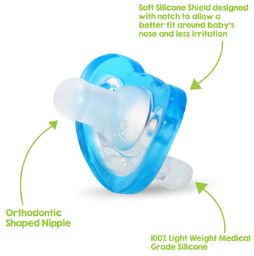 Razbaby Jollypop Baby Pacifier Newborn, 0-3M (Blue, 4 Count)