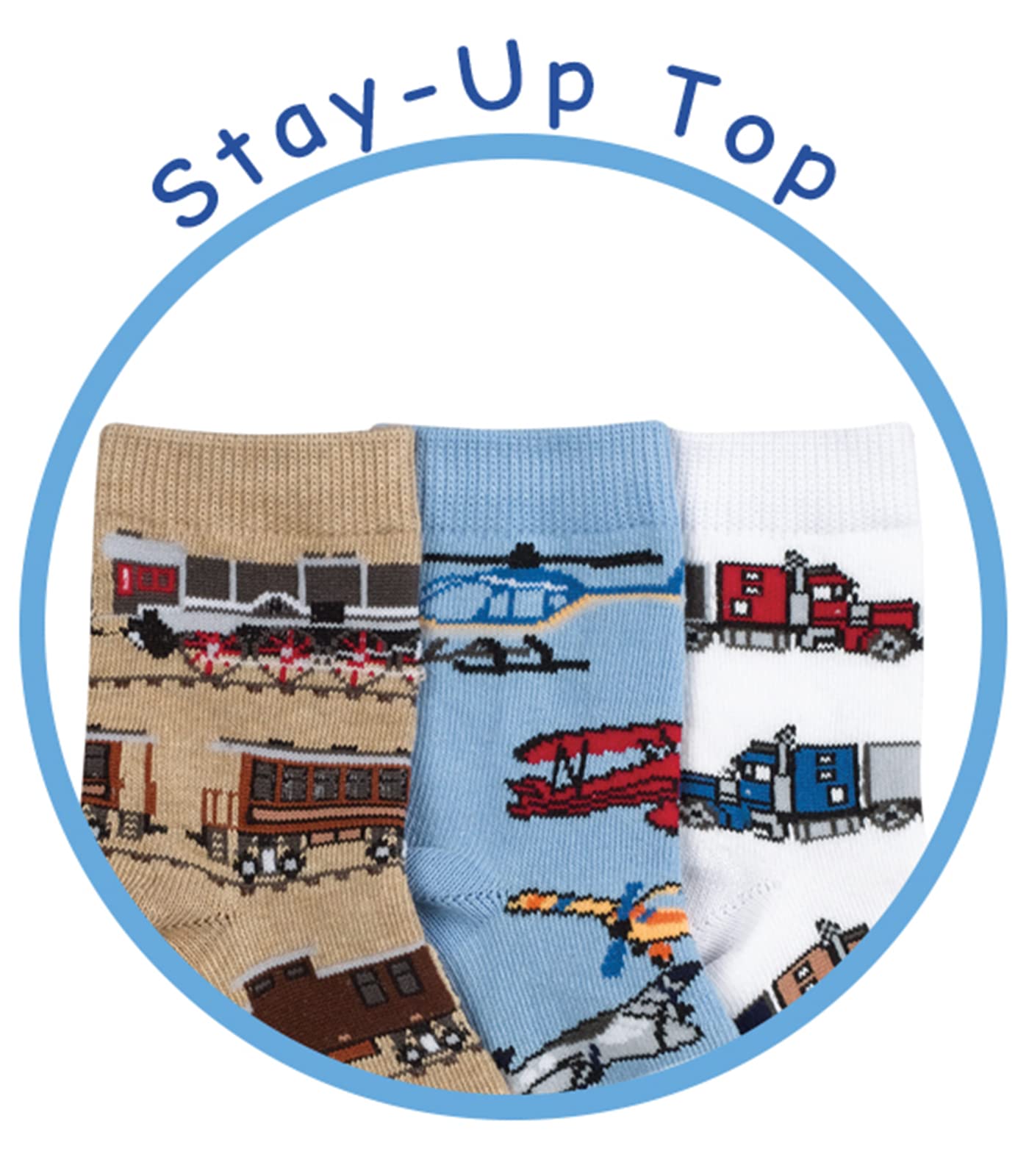 Jefferies Socks Little Boys' Transportation Triple Treat Socks (Pack Of 3), Burlap, X-Small