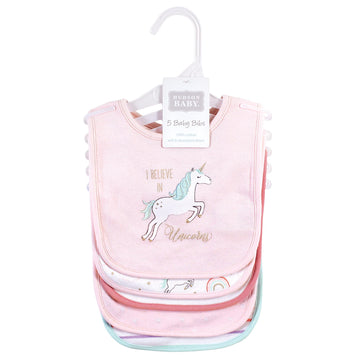 Hudson Baby Unisex Baby Cotton Bibs, Glitter Unicorn, One Size