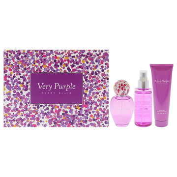 Perry Ellis Very Purple By Perry Ellis For Women - 3 Pc Gift Set 3.4Oz Edp Spray, 3Oz Body Lotion, 4Oz Body Mist