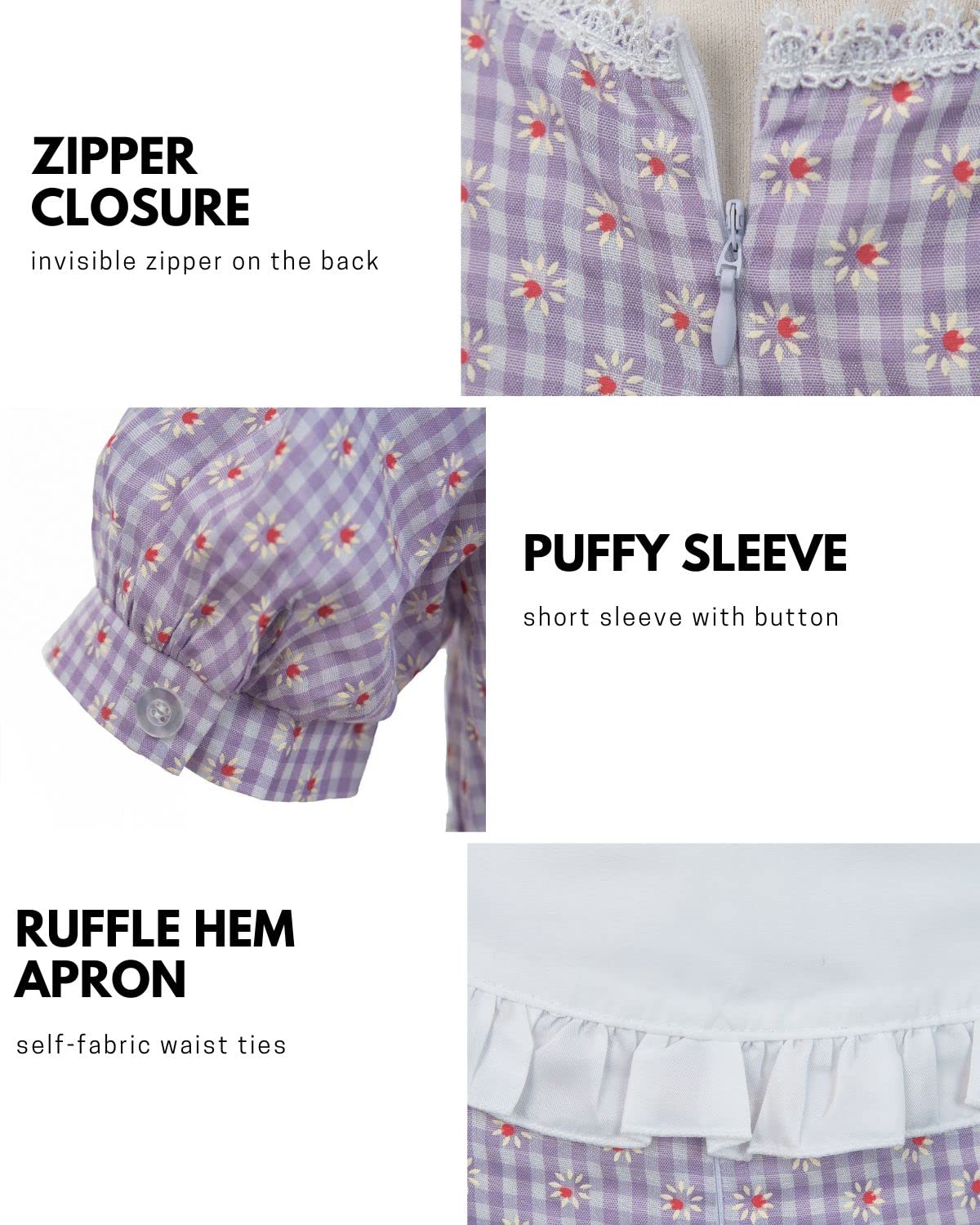 Nuoqi Prairie Dresses For Girls Pioneer Laura Ingalls Wilder Costume Colonial Girls Costume 4-5, Purple