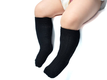 Epeius Little Girls 3 Pair Pack Seamless Cable Knit Knee High Socks Kids Boys/Girls Uniform Stockings For 4-6 Years,Black