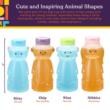 Special Supplies Honey Bear Straw Cup For Babies, 4-Pack, Fun Animal-Shaped Baby Led Weaning Training Drink For Straw Training A