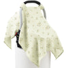 100% Muslin Cotton Car Seat Cover Baby, Carseat Canopy Cover, Universal Fit Stroller Covers for Boys and Girls (Green Beige Leaf
