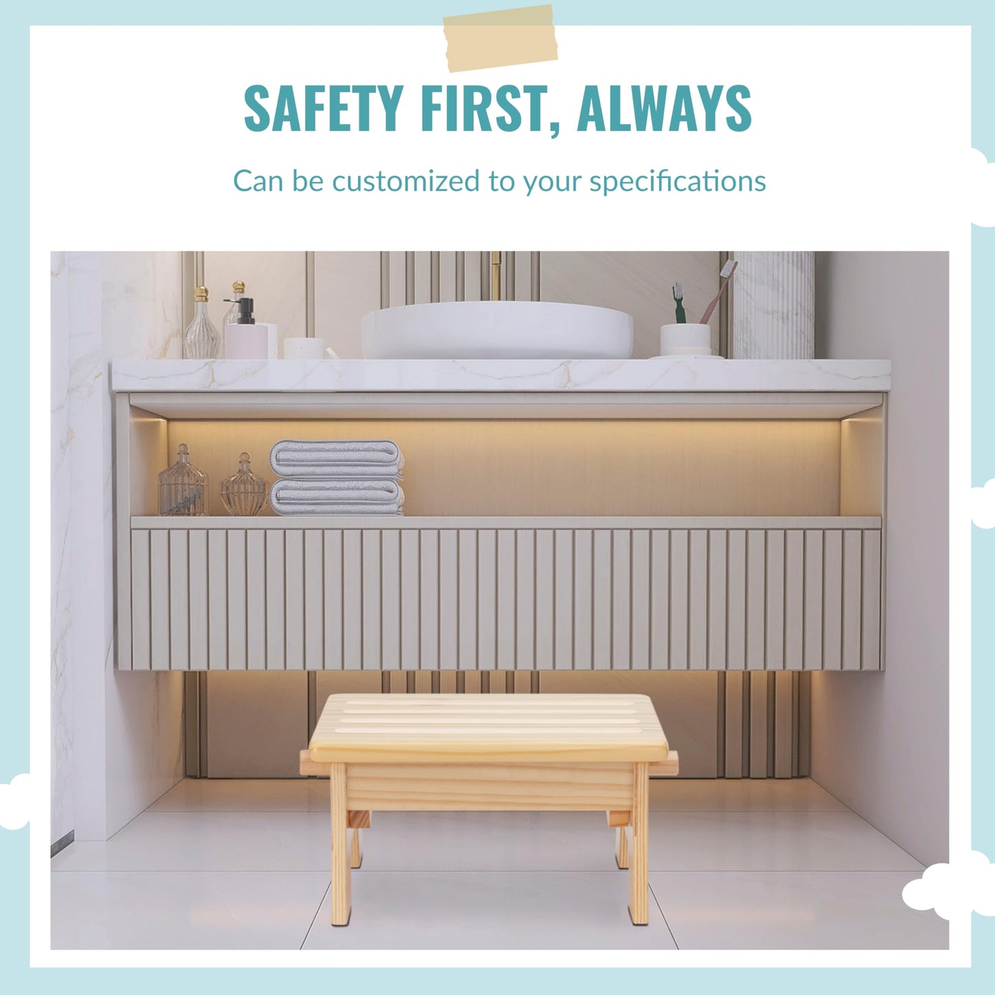 Dream On Me Ease-Up Adjustable Nursing Footrest In Natural, Made Of Sturdy Pinewood, Lightweight, Easy To Assemble