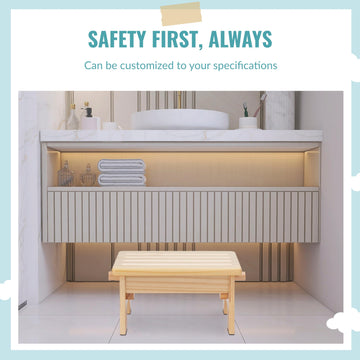 Dream On Me Ease-Up Adjustable Nursing Footrest In Natural, Made Of Sturdy Pinewood, Lightweight, Easy To Assemble