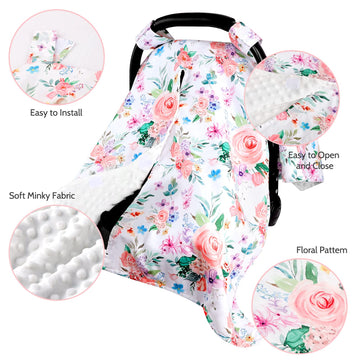 Baby Car Seat Cover, Peekaboo Opening Winter Car Seat Canopy For Baby Girls Boys, Mom Nursing Breastfeeding Covers, Blanket For