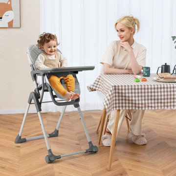 Infans Baby High Chair, Convertible Quick Folding Portable Highchair For Babies And Toddlers With Adjustable Height Backrest Foo
