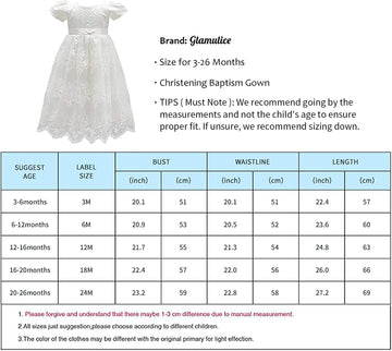 Glamulice Baby Girl Flower Christening Baptism Dress Formal Party Gown Special Occasion Dresses For Toddler,Off White,6-12 Month