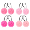 Lusofie 4 Pairs Pom Pom Hair Ties Fluffy Elastic Hair Baby Ties Hair Accessories Bows Stretchy Nylon Hairbands