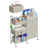 Cidaziya 2In1 Baby Diaper Caddy Organizer and Storage, 3 Tier Rolling Cart with Dividers and Drawers, Mobile Utility Cart Baby D