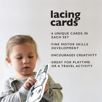 Wee Gallery Baby Animals Lacing Cards for Toddlers, Sewing Board Activity for Children, Kids Travel Activity to Improve Motor Sk