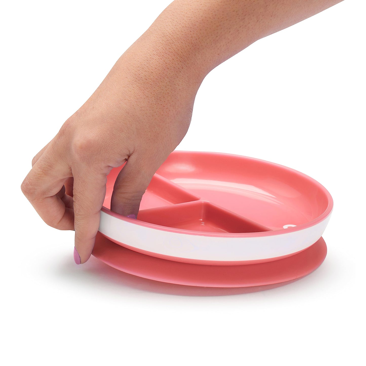 Munchkin Stay Put Suction Plates For Baby And Toddler, 3 Divided Sections , Pink/Purple