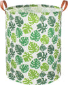 Clocor Green Laundry Basket,Canvas Jungle Theme Baby Nursery Hamper, Waterproof Tropical Kids Storage Basket With Handles For Be
