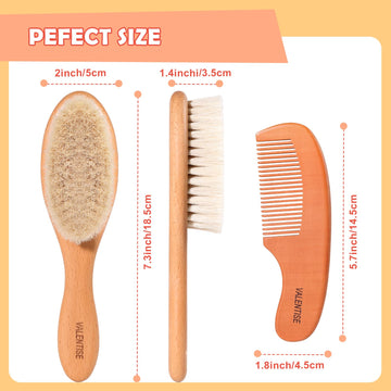 Valentise Baby Hair Bush And Comb Set,Baby Hair Brush With Soft Goat Bristle And Wood Comb Set,Wooden Baby Brush Set For Newborn