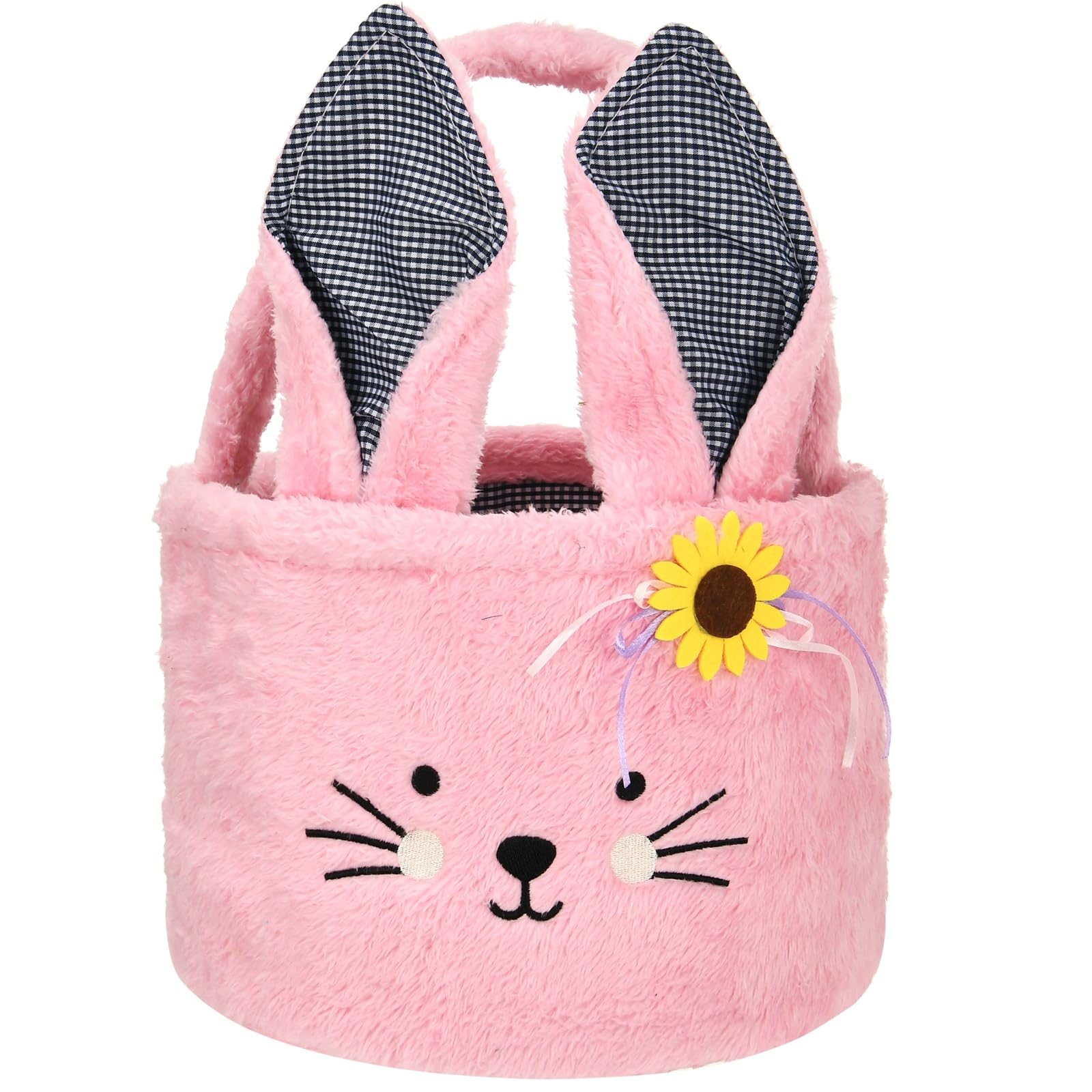 Easter Basket Plush Easter Bunny Tote Bags Cute Rabbit Design Personalized Easter Bucket For Kids Carrying Gift And Eggs (Plush-