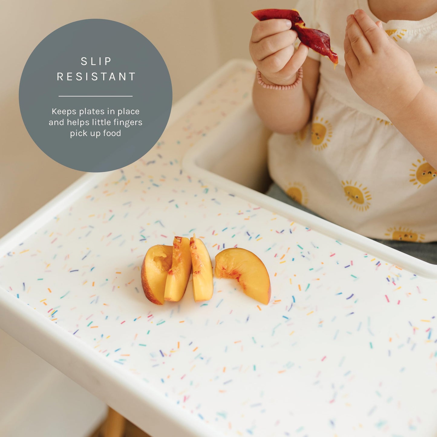 Yeah Baby Goods Placemats Compatible W/Antilop High Chair (Rainbow Sprinkles) - Slip-Resistant & Food-Grade Silicone High Chair