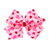 Wee Ones Girls' Valentines Day Grosgrain Hair Bow On Weestay No-Slip Clip, Valentine Heart Print, King, Pearl Pink