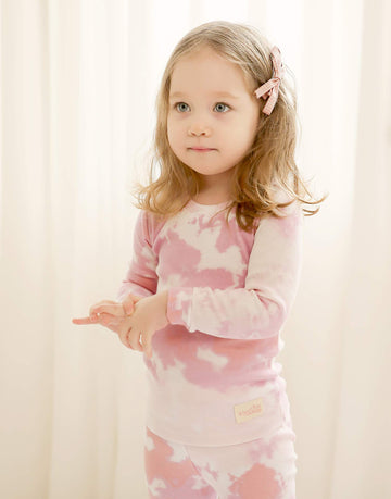 Vaenait Baby Kids Junior 100% Cotton Sleepwear Pajamas 2Pcs Set Tiedye-Milkpurplepink-251 Js