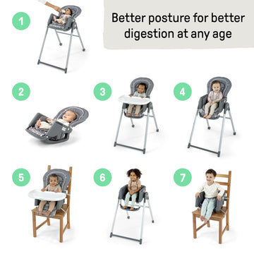 Ingenuity Proper Positioner Deluxe High Chair - 7-In-1 Convertible Baby Seat, Removable Rocking Infant Seat, Unisex, For Ages 0-