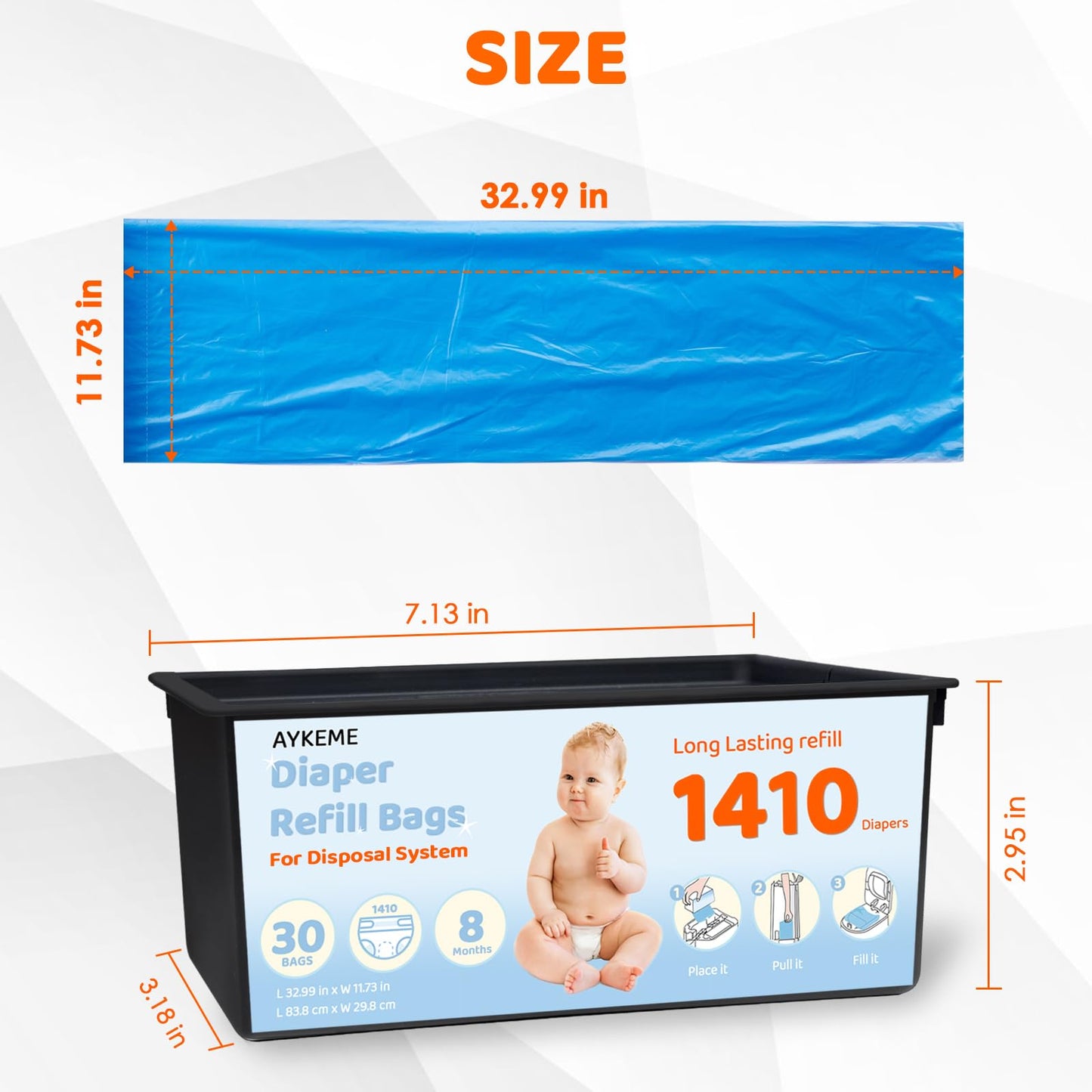 Diaper Pail Refills Bags Compatible with Genie Easy Roll Signature & Platium Diaper Pails | 7-Layer OdorLock Technology | Up to
