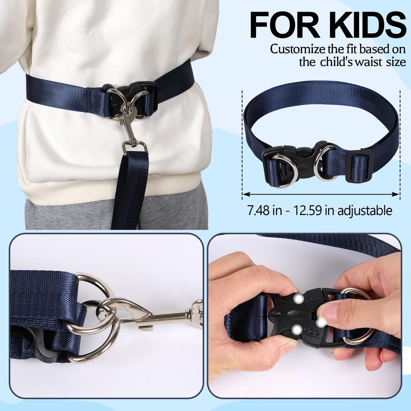 Secure Waist Leash Harness For Big Kids With Adjustable Tether And Handle, Hands Free Safety Walking Harness For Old Autism Spec