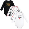 Hudson Baby Unisex Baby Cotton Long-Sleeve Bodysuits, Girl Daddy Red Black, Newborn