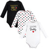 Hudson Baby Unisex Baby Cotton Long-Sleeve Bodysuits, Girl Daddy Red Black, 18-24 Months