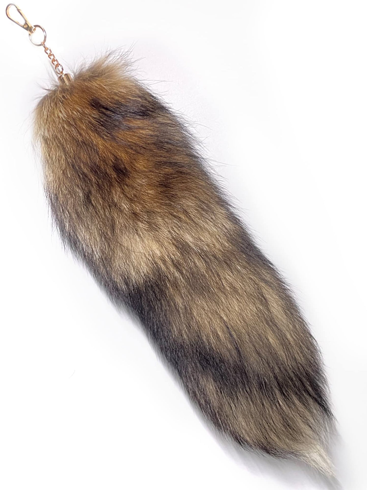 Forssils Real Fox Tail Fluffy Furry Fox Fur Tail Keychain Black Red White Fox Tail Fur Cosplay Toy For Kids(Natural)