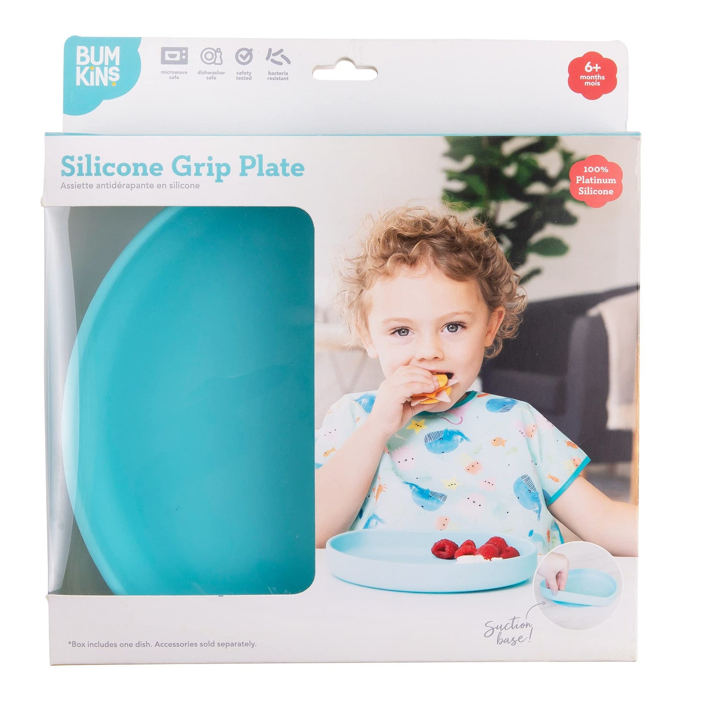 Bumkins Toddler and Baby Suction Plate, Silicone Grip Plate for Babies and Kids, Baby Led Weaning, Children Feeding Supplies, No