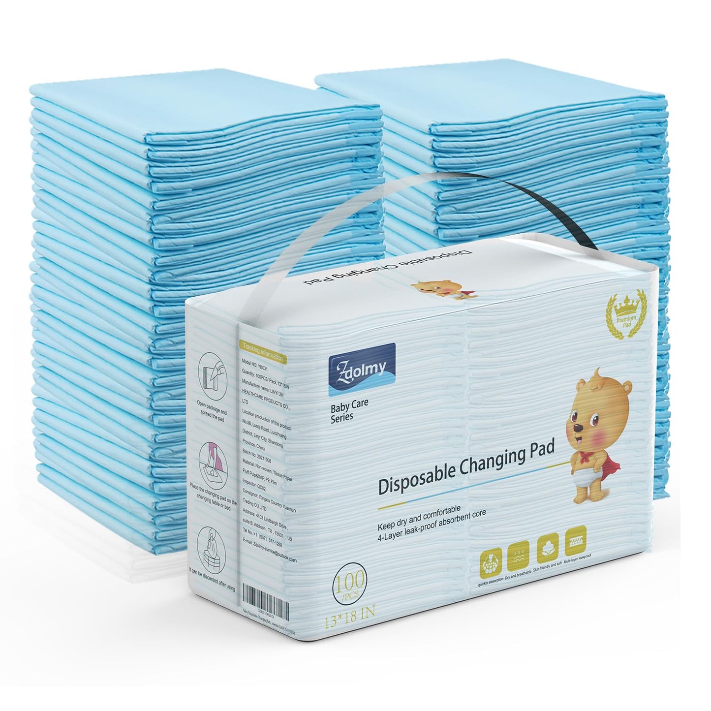 Disposable Changing Pad (100 Pack), Baby Incontinence Changing Pads Diaper UnderPads, Super Soft, Ultra Absorbent & Waterproof,