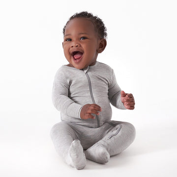Gerber Unisex Baby Toddler Buttery Soft Snug Fit Footed Pajamas With Viscose Made From Eucalyptus, Grey Heather, 6-9 Months