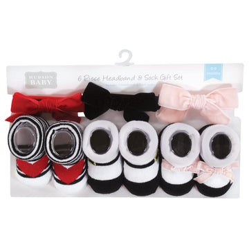Hudson Baby Baby Girls' Headband And Socks Giftset, Red Pink, One Size