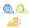 Nuby 3-Stage Wide Neck No Spill Bottle With Handles And Non-Drip Juice Spout, 3 Months, 8 Ounce, 3 Count, (Blue/Green/Orange)