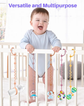 Littlehugs Toy Straps For Baby, 6Pcs Adjustable Toy Holder For Stroller Accessories, Silicone Baby Tether Pacifier Clip, No Thro
