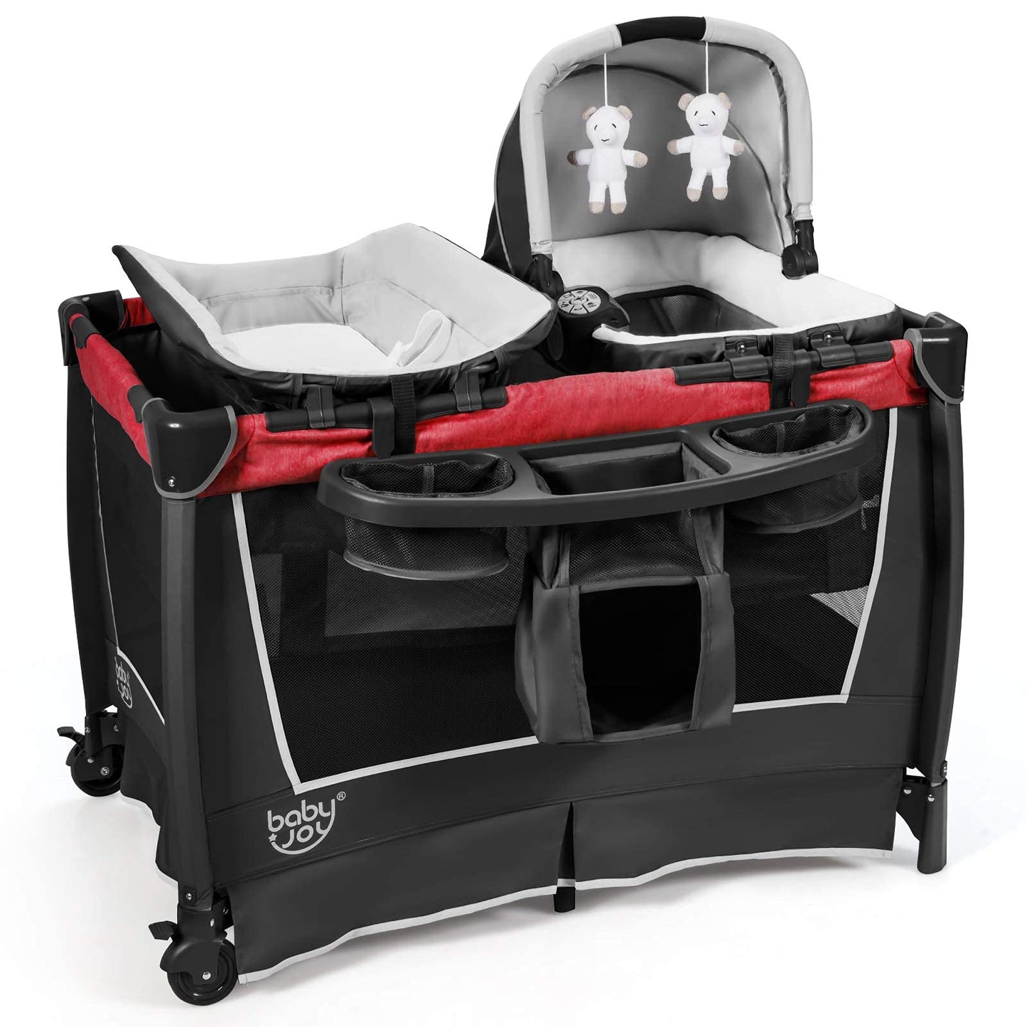 Baby Joy 4 In 1 Pack And Play, Portable Nursery Center Baby Playard W/Bassinet & Diaper Changing Table, Infant Bassinet Activity