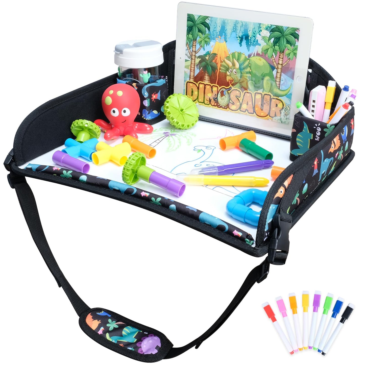 COOLBEBE Kids Travel Tray for Toddler Car Seat, Travel Tray for Airplane, Toddler Car Seat Lap Tray, Carseat Table Tray for Kids