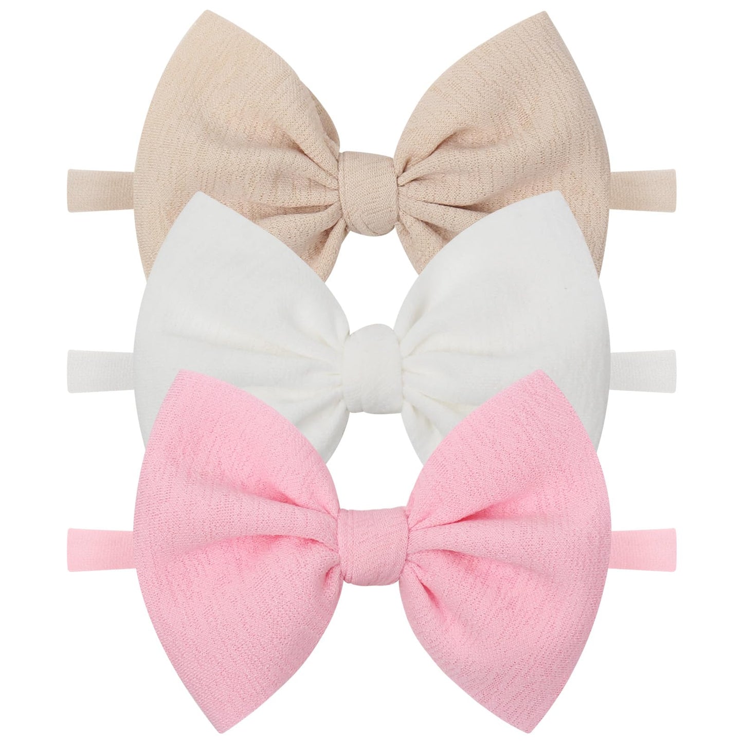 YanJie Baby Girls 4.5 Nylon Headbands, Handmade Hair Bows Hairbands Hair Accessories for Newborn Infant Toddlers Kids, 3 Pieces,