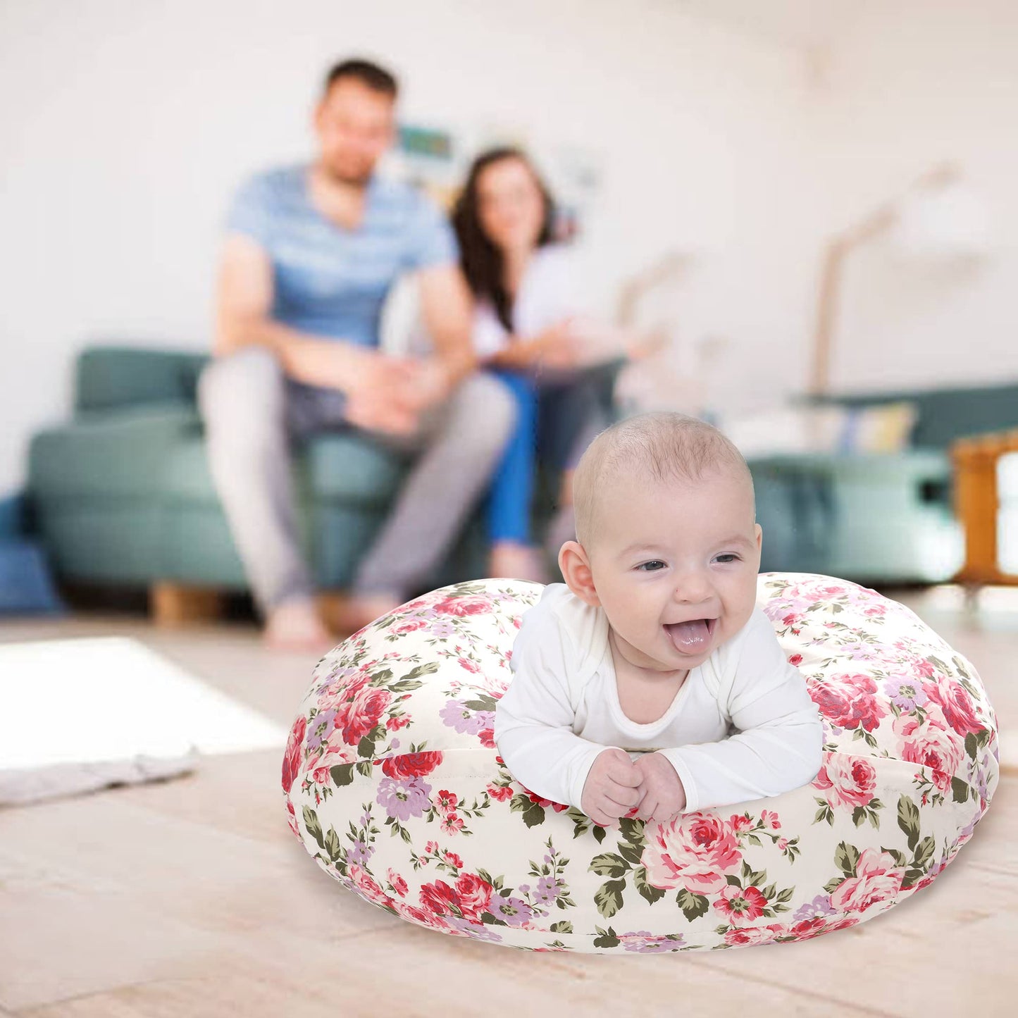 Lat Nursing Pillow And Positioner,Best For Mom Breastfeeding Pillow,100% Cotton Soft Fits Snug On Infant (Flower)