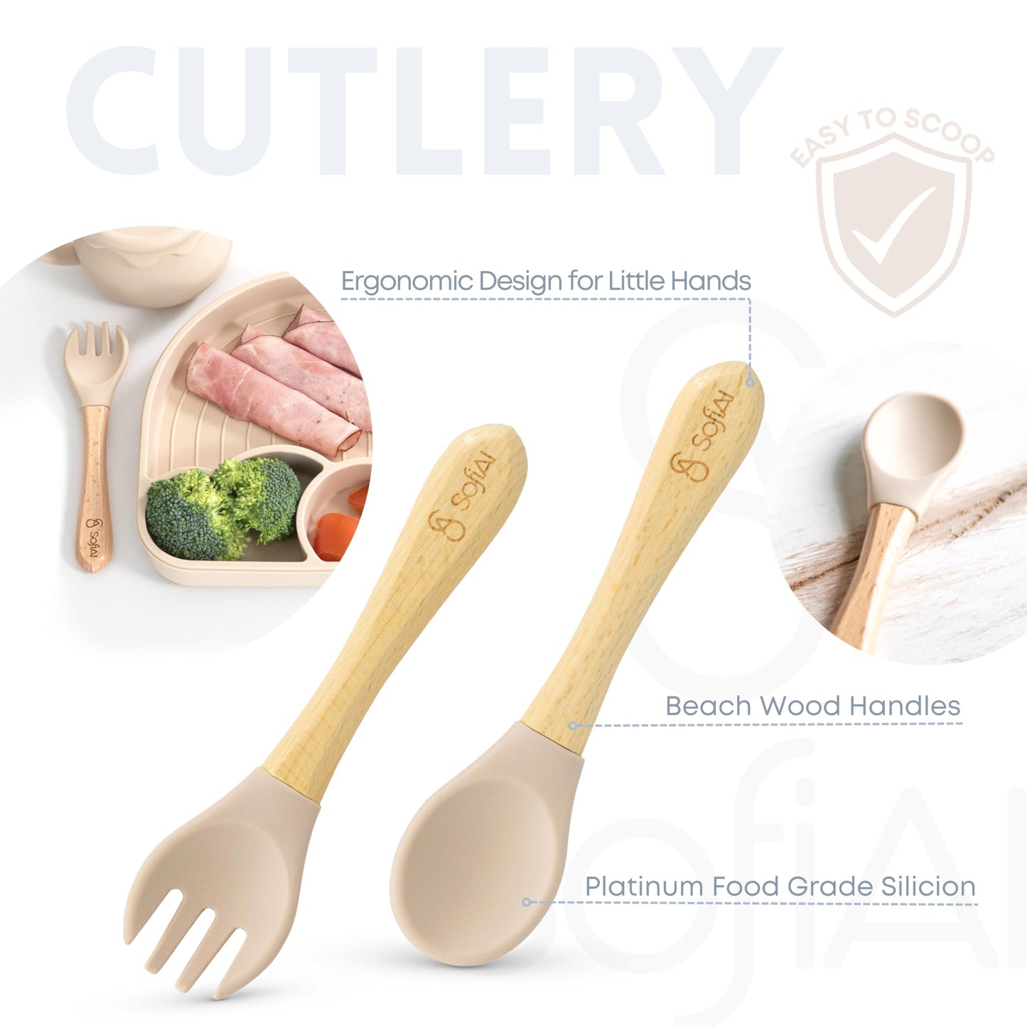 Sofial Baby Led Weaning Supplies, Silicone Baby Feeding Set, First Stage Baby Eating Set, Suction Bowl Divided Plate Bib Spoon F