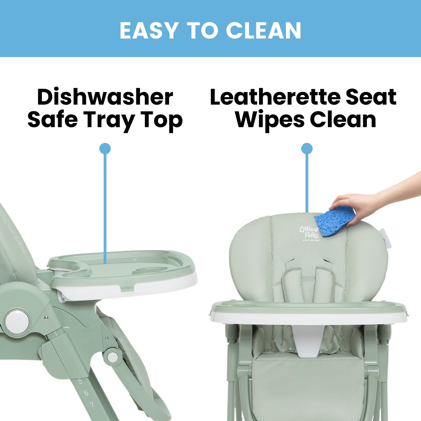 Delta Children Little Folks 2-In-1 Slimfold High Chair For Babies And Toddlers, Sage Green