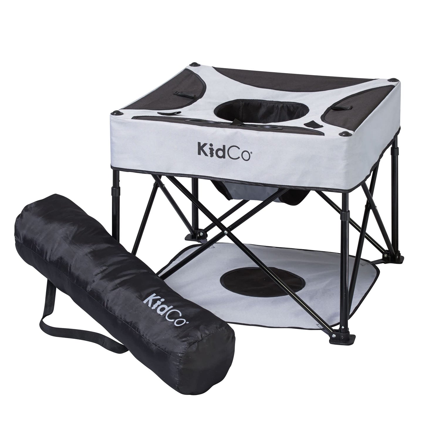 Kidco Gopod Portable Adjustable Height Baby Infant Travel Activity Play Seat With Floor Mat, Toy Loops, Snack & Drink Holder, &