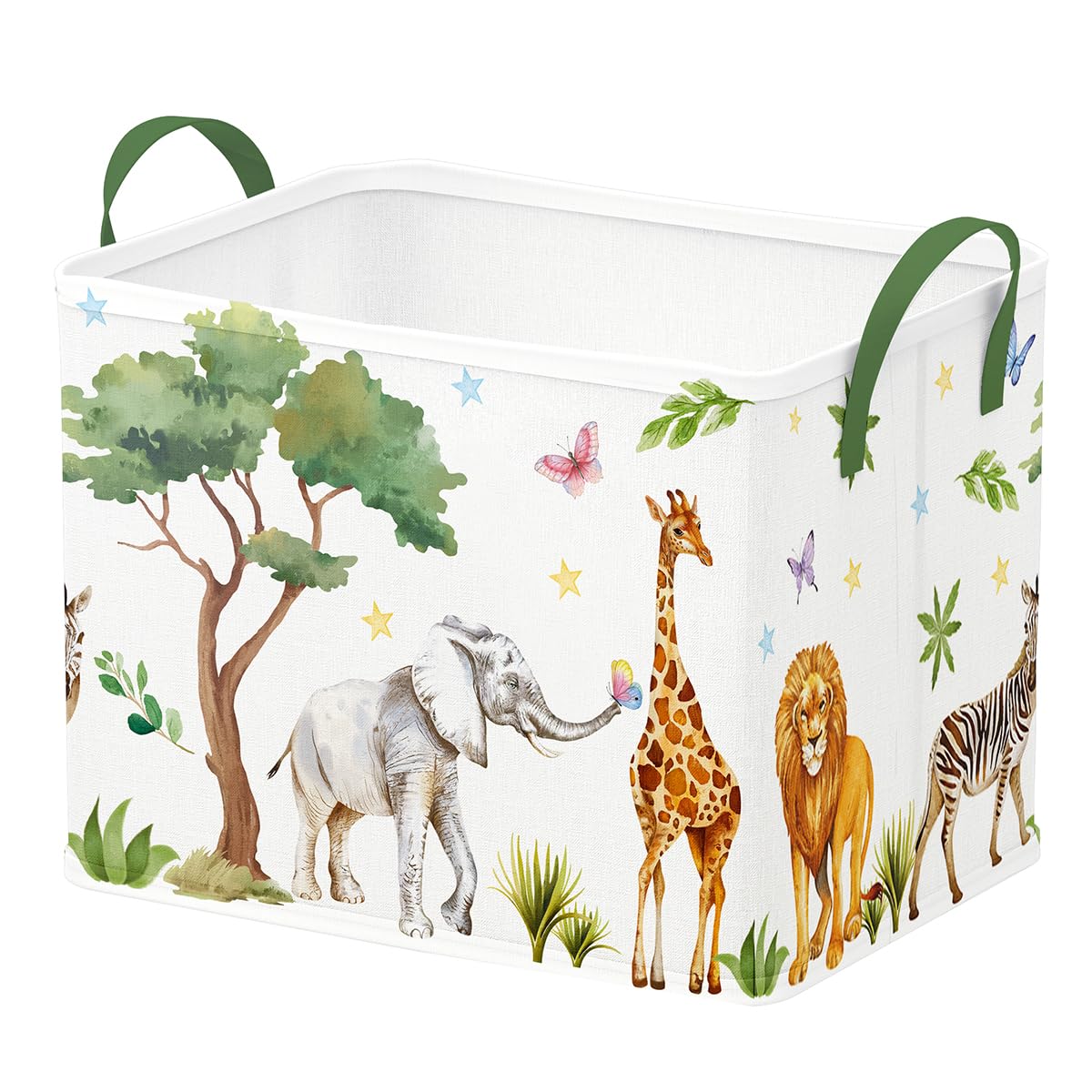 Runtoo Safari Animal Nursery Decor Baby Basket Woodland Elephant Giraffe Baby Shower Decorations Gift Basket Toddler Toy Box Lau