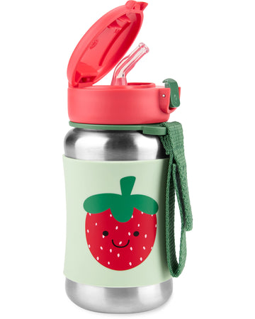 Skip Hop Toddler Sippy Cup With Straw, Sparks Stainless Steel Straw Bottle, Strawberry