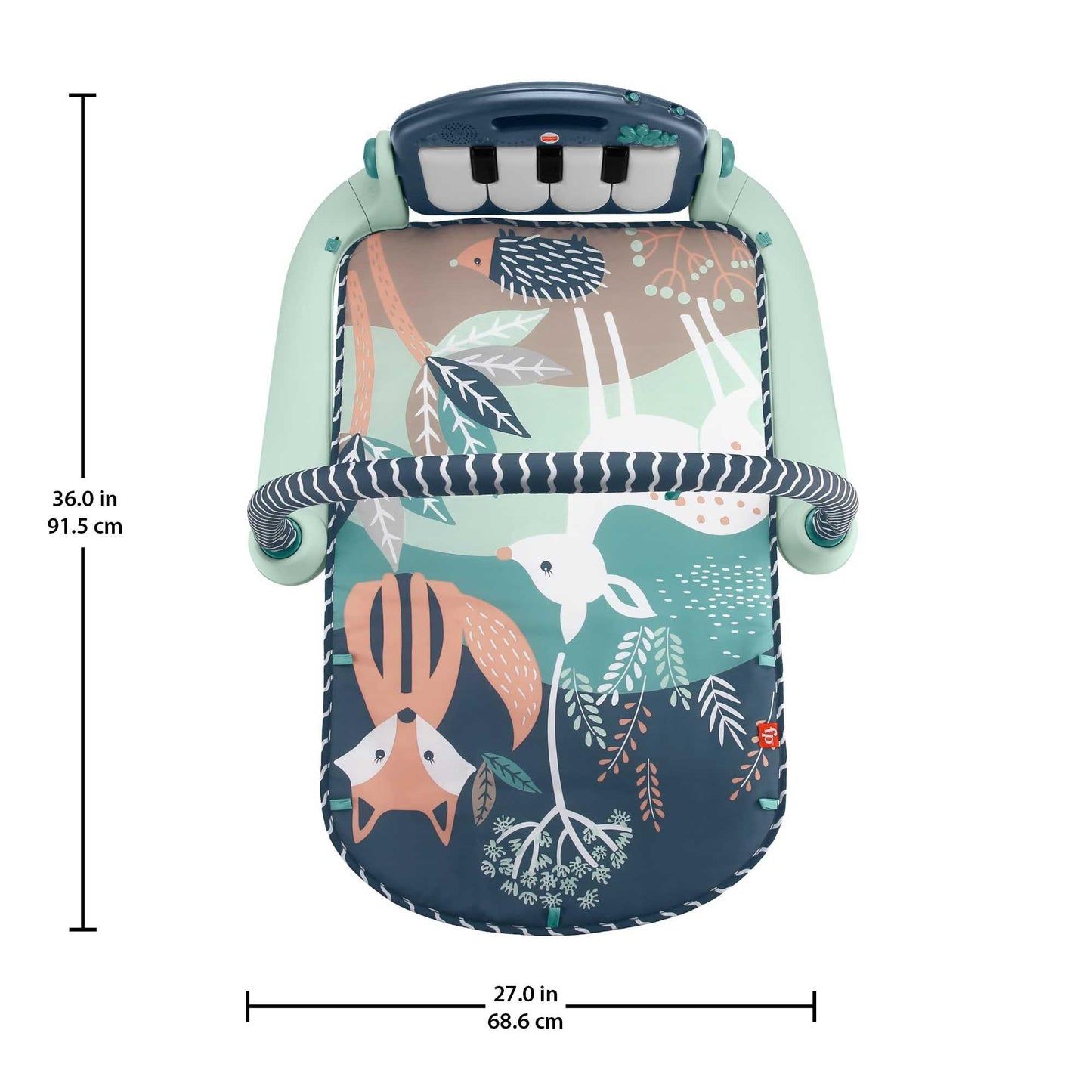 Fisher-Price Baby Playmat Kick & Play Piano Gym With Musical And Sensory Toys For Newborn To Toddler, Navy Fawn