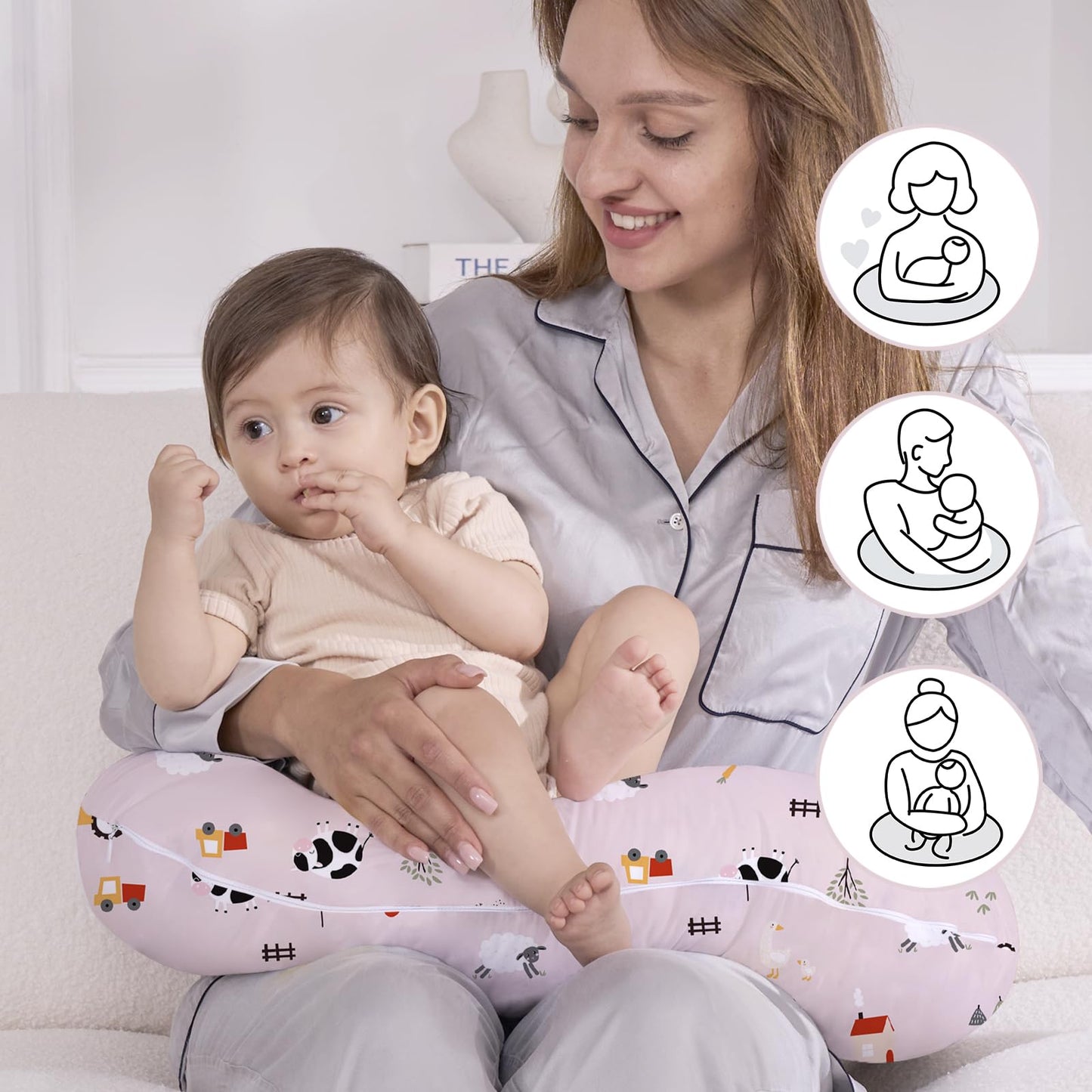 Little Grape Land Nursing Pillow For Breastfeeding, Breathable Breast Feeding Pillow And Positioner With Removable Cover For Mor