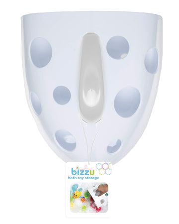 Bizzu Bath Toy Storage, Bath Toy Organizer, Bath Caddy With Handle, Quick Drying Bin & Scoop For Toddlers And Baby, White