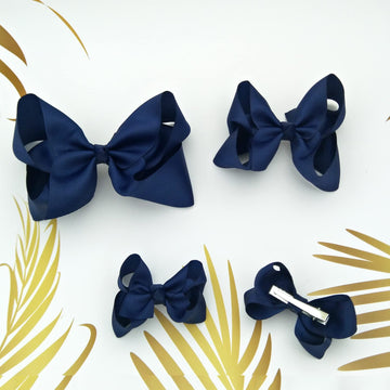 Navy Bows For Girls,6Pcs Hand-Made Grosgrain Ribbon Hair Bows Alligator Clips Hair Accessories For Little Teen Toddler Girls Kid