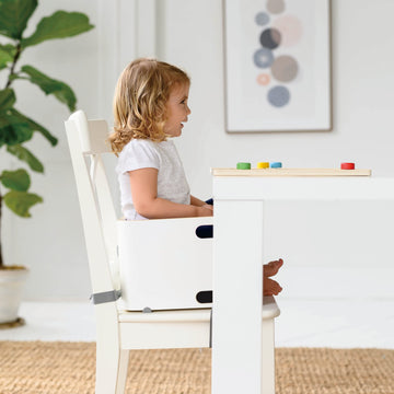 Little Partners 3-In-1 Wooden Learning Booster Seat For Toddlers - Converts To Step Stool For Kids - Seat Cushion, Silicone Mat,